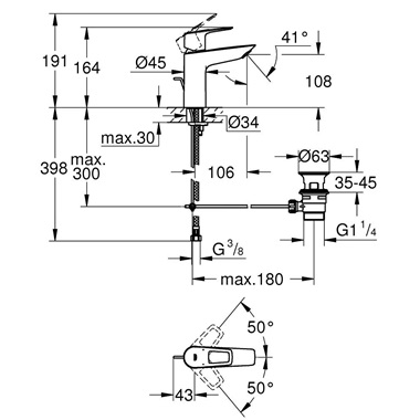 Grohe BauLoop egykaros mosdócsaptelep 1/2" M-es, króm