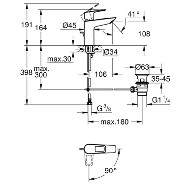 Grohe BaulLoop egykaros mosdócsaptelep 1/2" M-es, króm