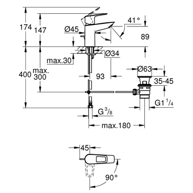 Grohe Bauloop mosdócsaptelep S-es méret, króm