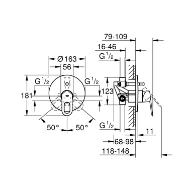 Grohe BauLoop egykaros kádcsaptelep 1/2”, króm