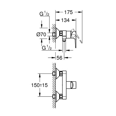 Grohe BauLoop egykaros zuhanycsaptelep 1/2” Grohe BauLoop egykaros zuhanycsaptelep 1/2”