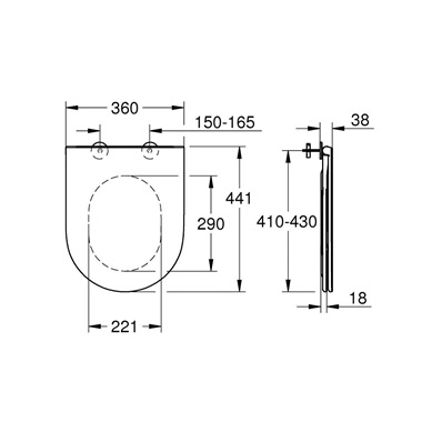 Grohe Bau Ceramic WC ülőke, lecsapódásgátlóval, slim