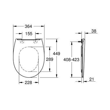 Grohe Bau Ceramic WC-ülőke, lecsapódásgátlóval, slim
