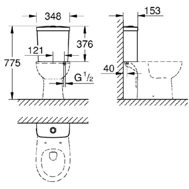 Grohe Bau Ceramic wc tartály monoblokkos wc-hez Grohe Bau Ceramic wc tartály monoblokkos wc-hez