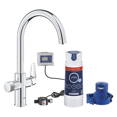 Grohe Blue Pure Baucurve kezdőkészlet ultrasafe szűrővel, króm