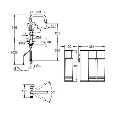 Grohe Blue Pure Eurosmart kezdőkészlet fordított ozmózisos mineralizációs szűrővel, króm