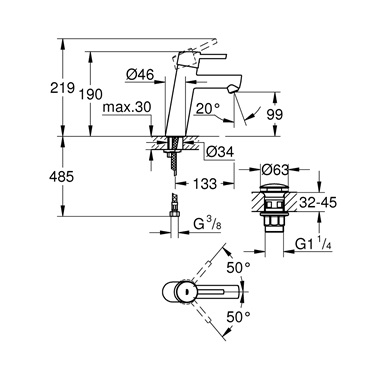 Grohe Concetto egykaros mosdócsaptelep 1/2” M-es méret, króm