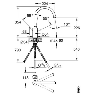 Grohe Concetto egykaros mosogatócsap 1/2", króm