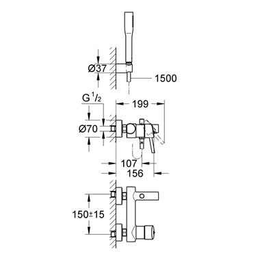 Grohe Concetto egykaros kádcsaptelep zuhanyszettel 1/2”,króm