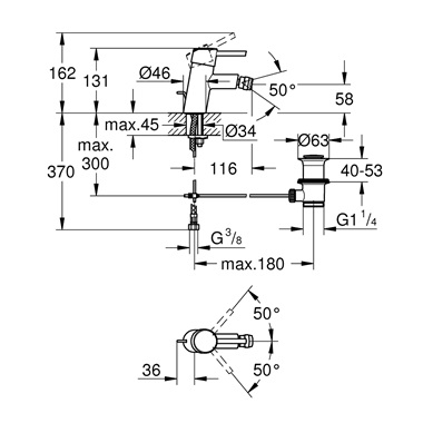 Grohe Concetto egykaros bidécsaptelep 1/2”, S-es méret, króm