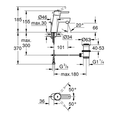 Grohe Concetto egykaros mosdócsaptelep 1/2” S-es méret, króm