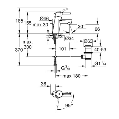 Grohe Concetto egykaros mosdócsaptelep automata leeresztővel, 1/2” S-es méret, króm