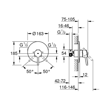 Grohe Concetto egykaros zuhanycsaptelep falsík alatti szett Grohe Concetto egykaros zuhanycsaptelep falsík alatti szett