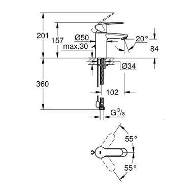 Grohe Eurostyle Cosmopolitan egykaros mosdócsaptelep 1/2" S-es, króm