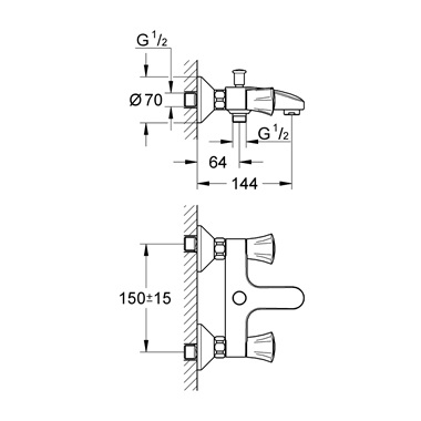 Geohe Costa L kádcsaptelep, 1/2” króm
