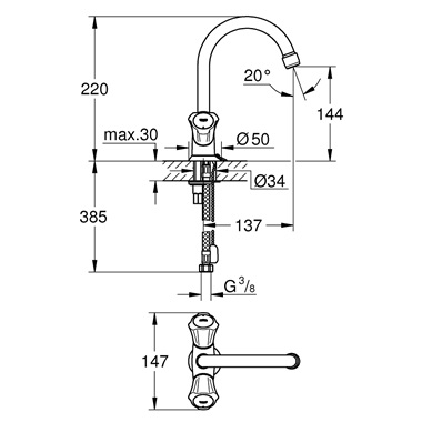 Grohe Costa L egylyukas mosdócsaptelep 1/2”, króm
