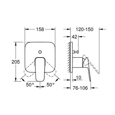 Grohe Cubeo egykaros falsík alatti keverő 2utas váltóval, króm