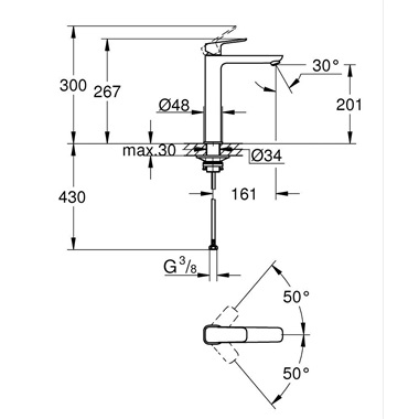 Grohe Cubeo egyykaros mosdócsaptelep 1/2" XL-es, matt fekete
