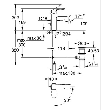 Grohe Cubeo egykaros mosdócsaptelep 1/2" M-es, króm