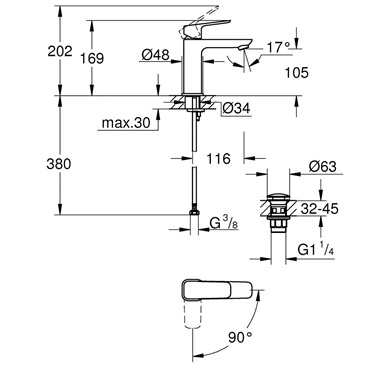 Grohe Cubeo egykaros mosdócsaptelep 1/2" M-es, matt fekete