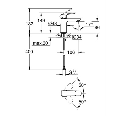 Grohe Cubeo egykaros mosdócsaptelep 1/2" S-es, króm