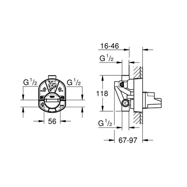 Grohe egykaros univerzális falba építhető test, 1/2"