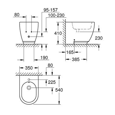 Grohe Essence álló bidé fehér
