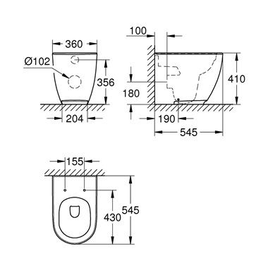 Grohe Essence álló WC (falhoz), fehér