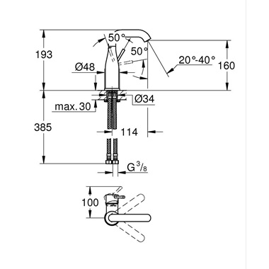 Grohe Essence egykaros mosdócsaptelep 1/2” M-es méret, króm