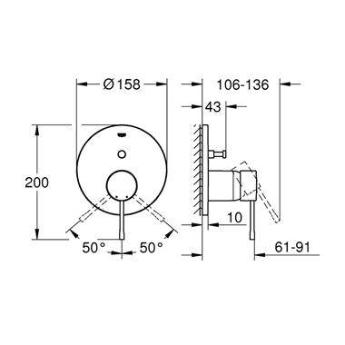 Grohe Essence falsík alatti zuhanycsaptelep, 2 funcciós, króm
