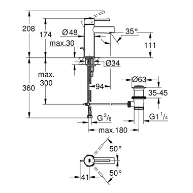 Grohe Essence egykaros mosdócsaptelep 1/2” S-es méret, króm