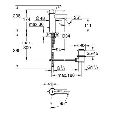 Grohe Essence egykaros mosdócsaptelep 1/2” S-es méret, króm