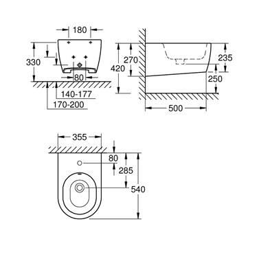 Grohe Essence fali bidé fehér