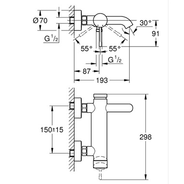 Grohe Essence egykaros kádcsaptelep matt SuperSteel