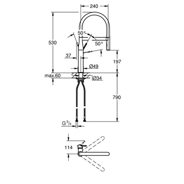 Grohe Essence egykaros mosogatócsap 1/2” króm, fekete