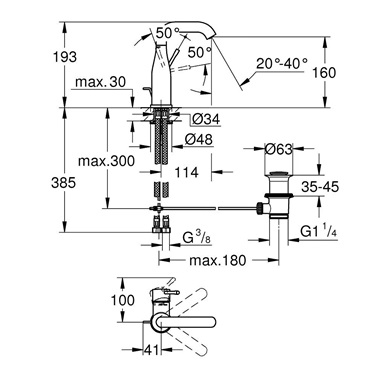 Grohe Essence magas  mosdócsaptelep M-es, Hard Graphite