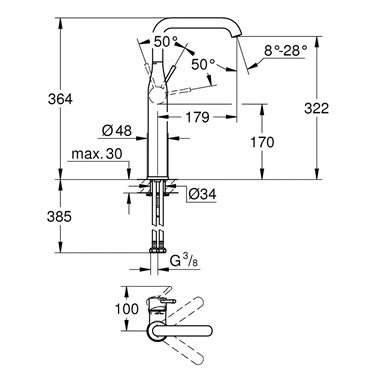 Grohe Essence egykaros mosdócsaptelep XL-es,  Brushed Hard Graphite