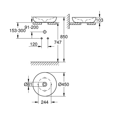 Grohe Essence mosdótál 45 cm, fehér