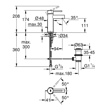 Grohe Essence egykaros mosdócsaptelep 1/2" S-es, króm