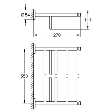 Grohe Essentials multi törölközőtartó polc 55 cm, Hard Graphite