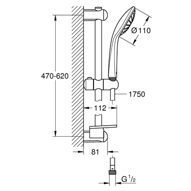 Grohe Euphoria 110 Mono rudas zuhanygarnitúra 1 funkciós kézizuhannyal, króm