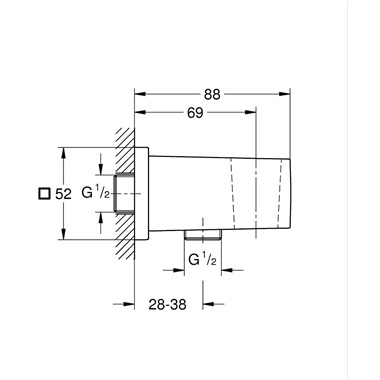 Grohe Euphoria Cube fali csatlakozó zuhanytartó könyök 1/2”, Brushed Warm Sunset