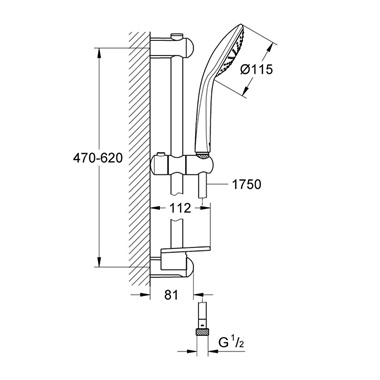 Grohe Euphoria Mono zuhanygarnitúra 600 mm rúd Grohe Euphoria Mono zuhanygarnitúra 600 mm rúd