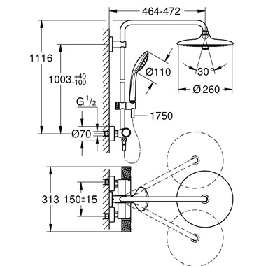 Grohe Euphoria System 260 zuhanyrendszer termosztátos, króm