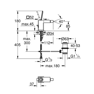 Grohe Eurocube Joy egykaros bidécsaptelep 1/2” leeresztővel, króm
