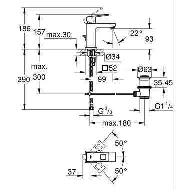 Grohe egykaros mosdócsaptelep 1/2" S-es méret, króm