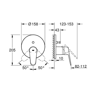 Grohe Eurodisc Cosmopolitan egykaros keverő, 2-utas váltóval, króm