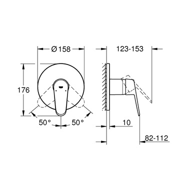 Grohe Eurodisc Cosmopolitan egykaros falsík alatti zuhanycsaptelep króm