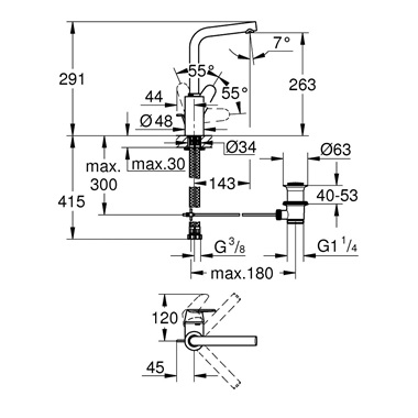 Grohe Eurodisc Cosmopolitan egykaros mosdócsaptelep 1/2" L-es, króm