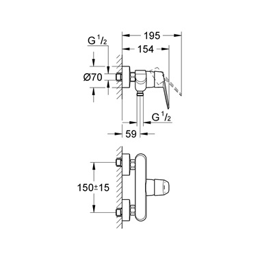 Grohe egykaros zuhanycsaptelep 1/2", króm